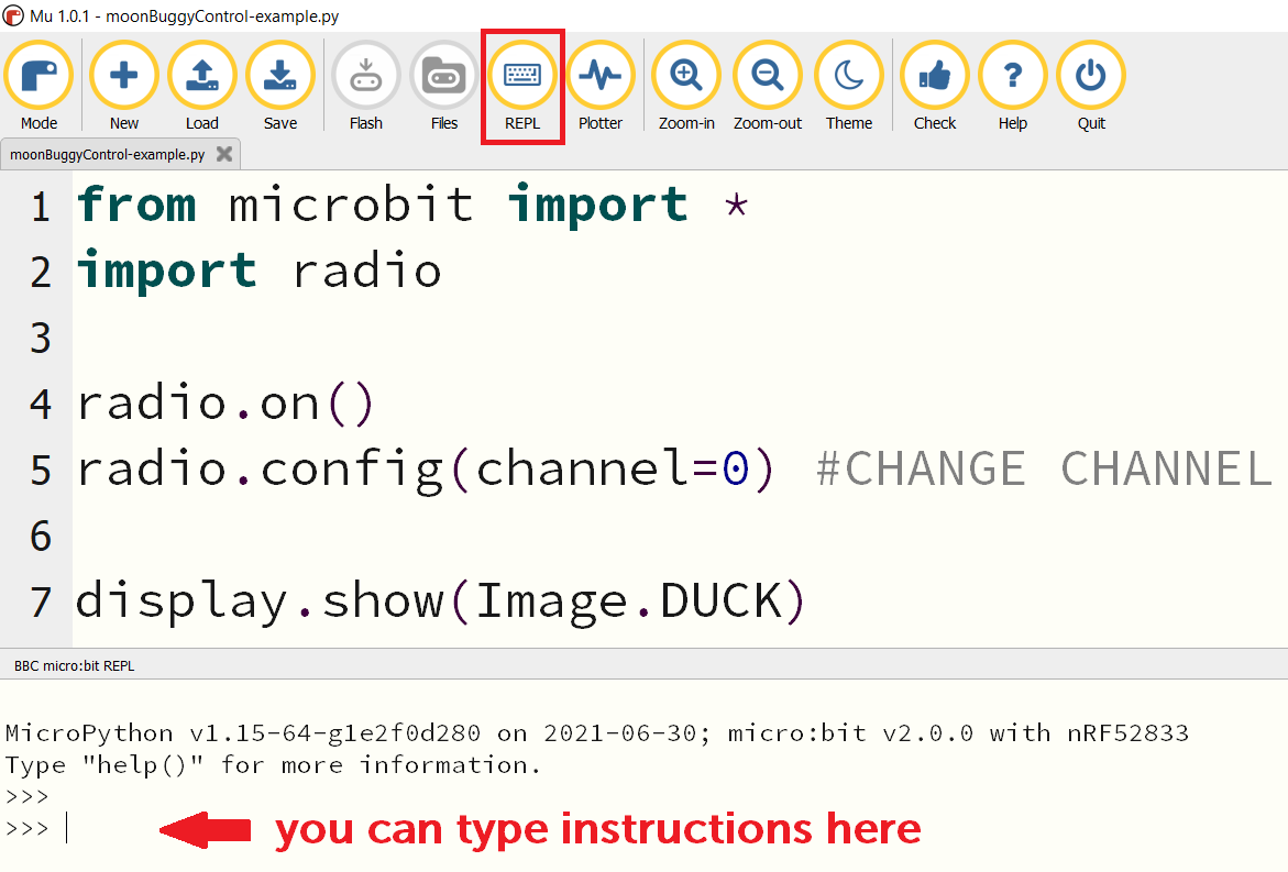Mu menu, highlighting 'Flash'